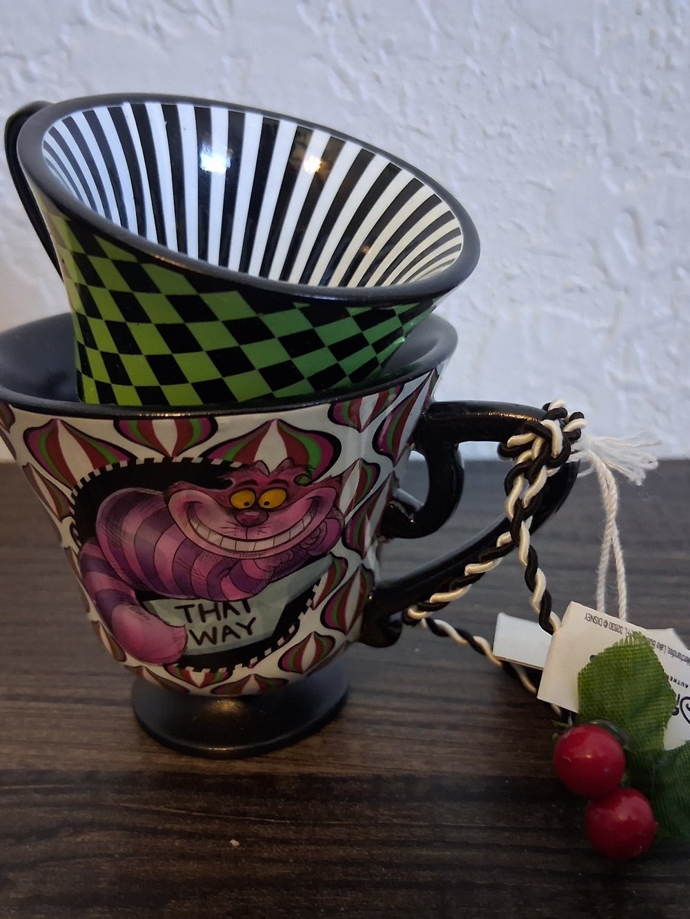 Disney Parks Alice in Wonderland Teacups Ornament Cheshire Cat Mad Hatter NWT